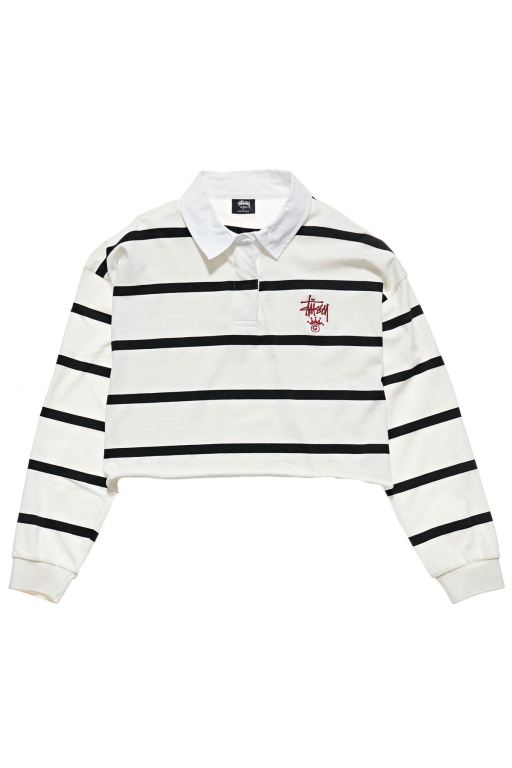 Stussy Womens Monaco Stripe Rugby Shirts Black - MAISX7364